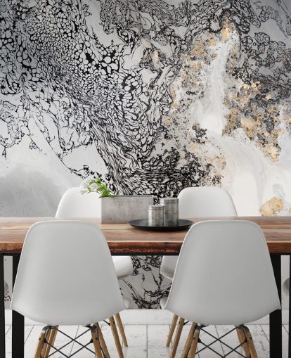 Personalisierbares Wandbild in Schwarz, Grau und Gold namens Delicate Mix von Petra Meikle de Vlas