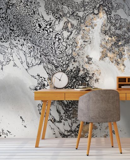 mural de pared personalizable negro, gris y dorado llamado Delicate Mix de Petra Meikle de Vlas mural de pared personalizable negro, gris y dorado llamado Delicate Mix de Petra Meikle de Vlas