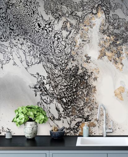 black, grey and gold customisable wall mural called Delicate Mix by Petra Meikle de Vlas