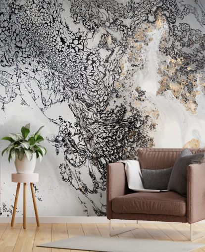 black, grey and gold customisable wall mural called Delicate Mix by Petra Meikle de Vlas