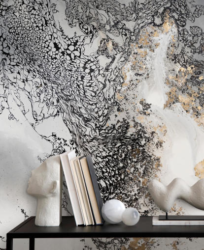 black, grey and gold customisable wall mural called Delicate Mix by Petra Meikle de Vlas