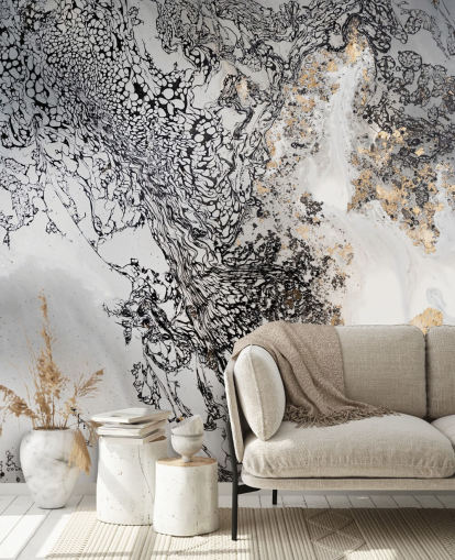 black, grey and gold customisable wall mural called Delicate Mix by Petra Meikle de Vlas