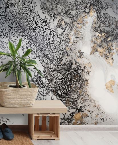 black, grey and gold customisable wall mural called Delicate Mix by Petra Meikle de Vlas