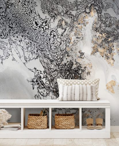 black, grey and gold customisable wall mural called Delicate Mix by Petra Meikle de Vlas