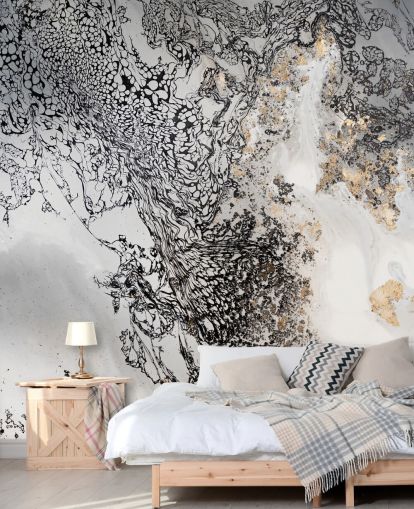 Personalisierbares Wandbild in Schwarz, Grau und Gold namens Delicate Mix von Petra Meikle de Vlas Personalisierbares Wandbild in Schwarz, Grau und Gold namens Delicate Mix von Petra Meikle de Vlas