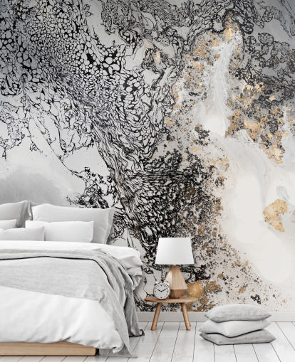 black, gray and gold customizable wall mural called Delicate Mix by Petra Meikle de Vlas