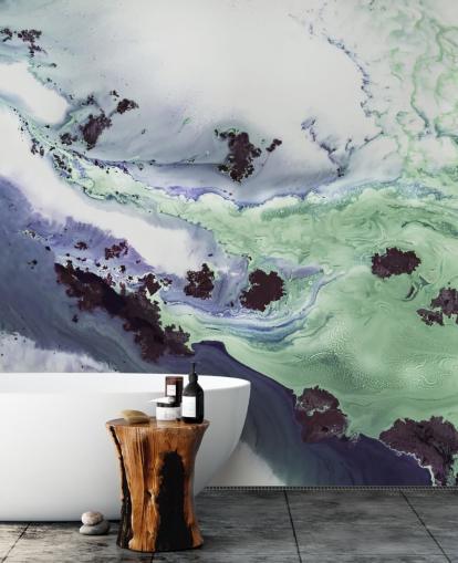 green and purple customizable abstract wall mural called Delta by Petra Meikle de Vlas green and purple customizable abstract wall mural called Delta by Petra Meikle de Vlas