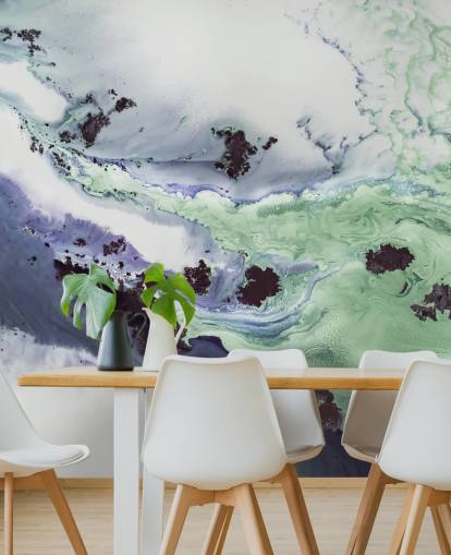 green and purple customisable abstract wall mural called Delta by Petra Meikle de Vlas