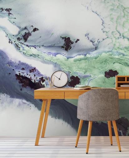 green and purple customizable abstract wall mural called Delta by Petra Meikle de Vlas