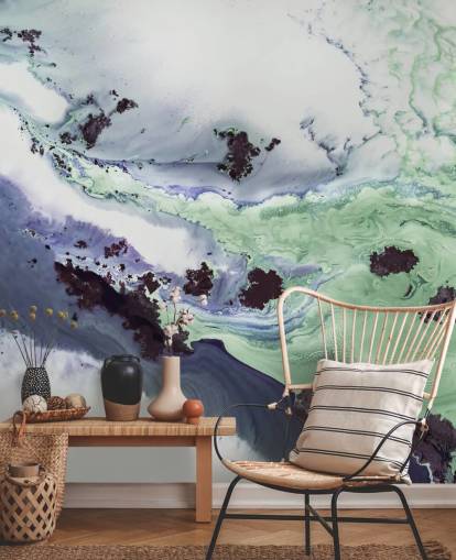 mural de parede abstrato personalizável verde e roxo chamado Delta de Petra Meikle de Vlas mural de parede abstrato personalizável verde e roxo chamado Delta de Petra Meikle de Vlas