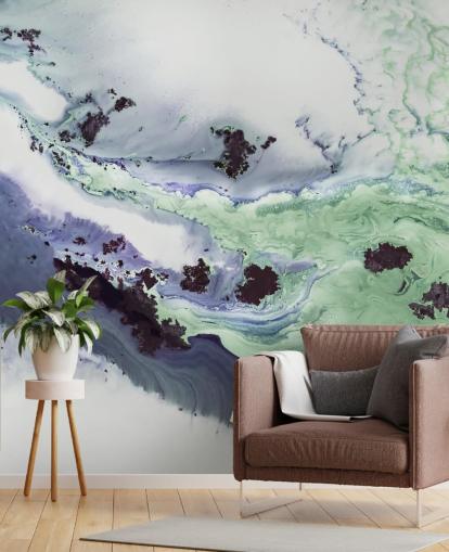 green and purple customisable abstract wall mural called Delta by Petra Meikle de Vlas green and purple customisable abstract wall mural called Delta by Petra Meikle de Vlas