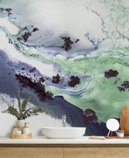 mural de parede abstrato personalizável verde e roxo chamado Delta de Petra Meikle de Vlas mural de parede abstrato personalizável verde e roxo chamado Delta de Petra Meikle de Vlas