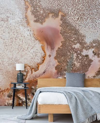 murale astratto personalizzabile rosa e pesca chiamato Discovery di Petra Meikle de Vlas