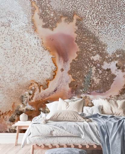 fresque murale abstraite personnalisable rose et pêche appelée Discovery par Petra Meikle de Vlas