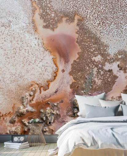 pink and peach customisable abstract wall mural called Discovery by Petra Meikle de Vlas