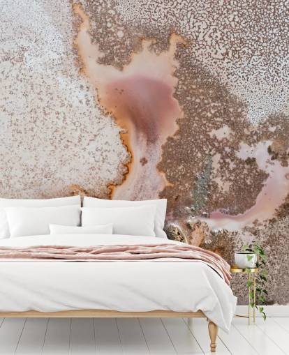 mural de pared abstracto personalizable rosa y melocotón llamado Discovery de Petra Meikle de Vlas