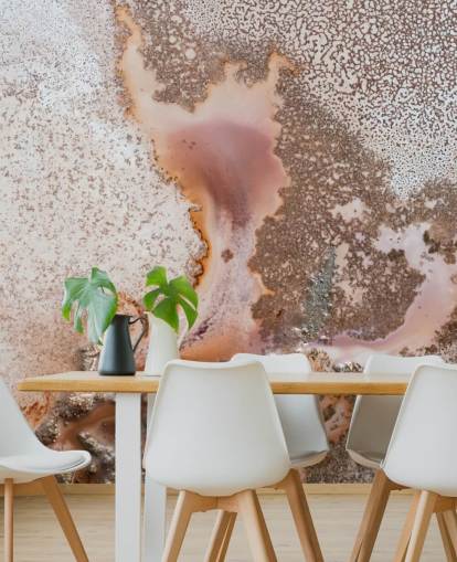 murale astratto personalizzabile rosa e pesca chiamato Discovery di Petra Meikle de Vlas