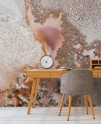 pink and peach customisable abstract wall mural called Discovery by Petra Meikle de Vlas