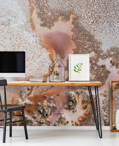 pink and peach customisable abstract wall mural called Discovery by Petra Meikle de Vlas