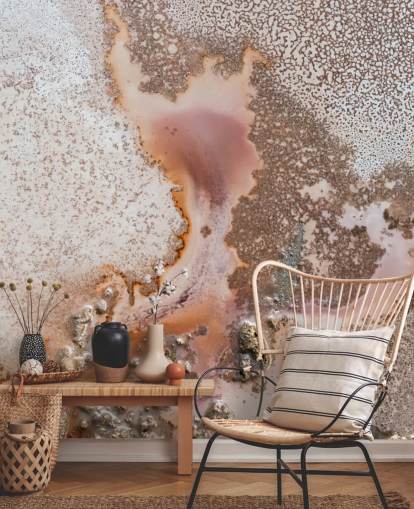pink and peach customisable abstract wall mural called Discovery by Petra Meikle de Vlas