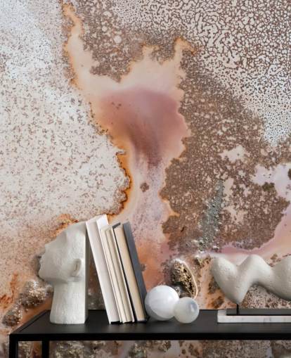 mural de pared abstracto personalizable rosa y melocotón llamado Discovery de Petra Meikle de Vlas mural de pared abstracto personalizable rosa y melocotón llamado Discovery de Petra Meikle de Vlas