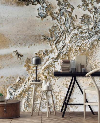 white and gold custom abstract mural called Entwined by Petra Meikle de Vlas for living rooms, dining rooms and bathrooms white and gold custom abstract mural called Entwined by Petra Meikle de Vlas for living rooms, dining rooms and bathrooms