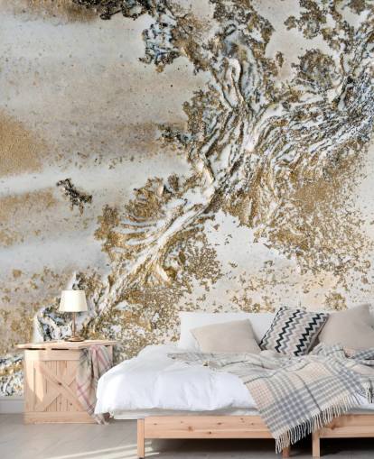 Maßgeschneidertes abstraktes Wandbild in Weiß und Gold namens Entwined von Petra Meikle de Vlas für Wohnzimmer, Esszimmer und Badezimmer Maßgeschneidertes abstraktes Wandbild in Weiß und Gold namens Entwined von Petra Meikle de Vlas für Wohnzimmer, Esszimmer und Badezimmer