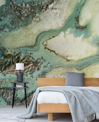 murale astratto personalizzabile verde chiaro chiamato Evergreen di Petra Meikle de Vlas