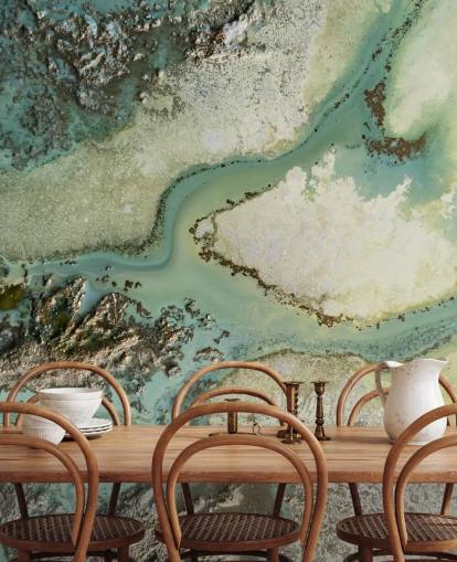 mural de parede abstrato personalizável verde claro chamado Evergreen de Petra Meikle de Vlas