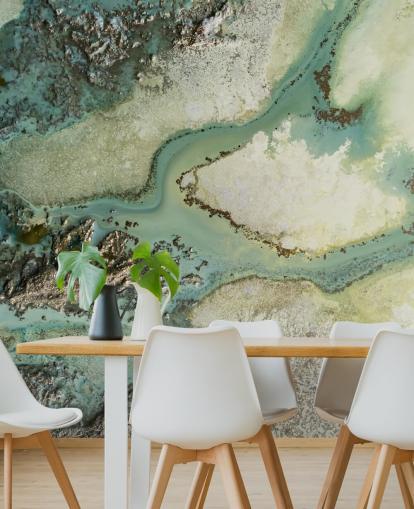 light green customisable abstract wall mural called Evergreen by Petra Meikle de Vlas