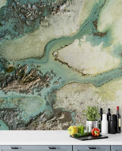 murale astratto personalizzabile verde chiaro chiamato Evergreen di Petra Meikle de Vlas