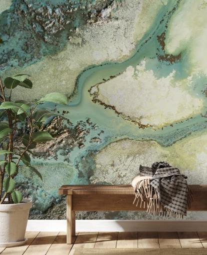 light green customisable abstract wall mural called Evergreen by Petra Meikle de Vlas