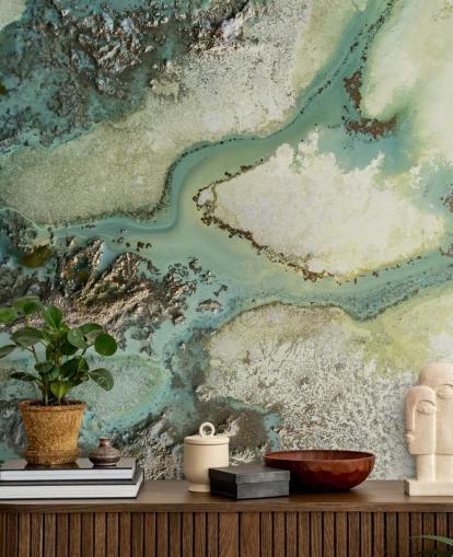 light green customizable abstract wall mural called Evergreen by Petra Meikle de Vlas