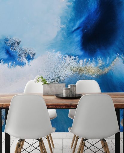 blaues personalisierbares abstraktes Ozean-Wandbild namens Floating Reef von Petra Meikle de Vlas für Badezimmer und Wohnzimmer blaues personalisierbares abstraktes Ozean-Wandbild namens Floating Reef von Petra Meikle de Vlas für Badezimmer und Wohnzimmer