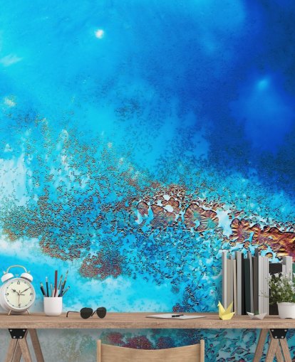 blå anpassningsbar abstrakt havväggmålning Into the Blue av Petra Meikle de Vlas för badrum och sovrum blå anpassningsbar abstrakt havväggmålning Into the Blue av Petra Meikle de Vlas för badrum och sovrum