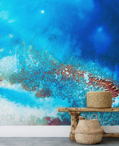 blue customisable abstract ocean wall mural called Into the Blue by Petra Meikle de Vlas for bathrooms and bedrooms