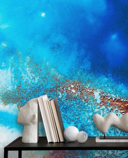 blue customisable abstract ocean wall mural called Into the Blue by Petra Meikle de Vlas for bathrooms and bedrooms blue customisable abstract ocean wall mural called Into the Blue by Petra Meikle de Vlas for bathrooms and bedrooms