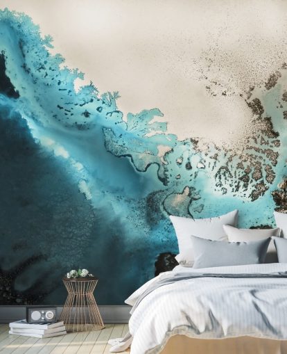 fresque murale personnalisable sur l'océan bleu et doré appelée Maritime Majesty par Petra Meikle de Vlas pour les salles de bain et les cuisines fresque murale personnalisable sur l'océan bleu et doré appelée Maritime Majesty par Petra Meikle de Vlas pour les salles de bain et les cuisines
