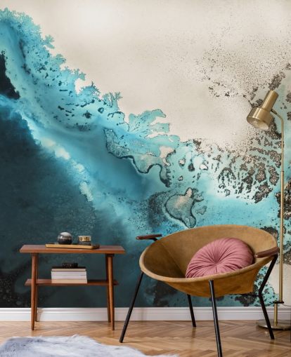 blue and golden sand customisable ocean wall mural called Maritime Majesty by Petra Meikle de Vlas for bathrooms and kitchens blue and golden sand customisable ocean wall mural called Maritime Majesty by Petra Meikle de Vlas for bathrooms and kitchens