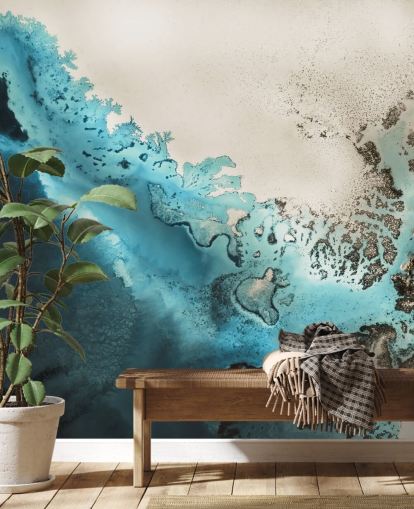 Personalisierbares Ozean-Wandbild mit blauem und goldenem Sand namens Maritime Majesty von Petra Meikle de Vlas für Badezimmer und Küchen Personalisierbares Ozean-Wandbild mit blauem und goldenem Sand namens Maritime Majesty von Petra Meikle de Vlas für Badezimmer und Küchen