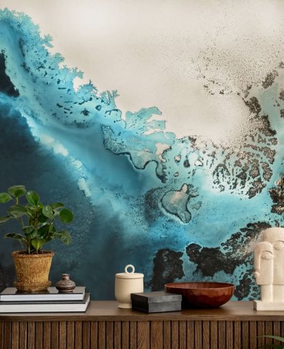 Personalisierbares Ozean-Wandbild mit blauem und goldenem Sand namens Maritime Majesty von Petra Meikle de Vlas für Badezimmer und Küchen Personalisierbares Ozean-Wandbild mit blauem und goldenem Sand namens Maritime Majesty von Petra Meikle de Vlas für Badezimmer und Küchen