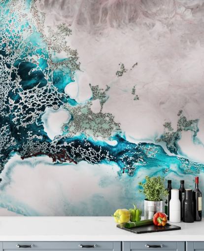 murale murale astratto personalizzato blu e rosa cipria chiamato Ocean Melody di Petra Meikle de Vlas per bagni e cucine murale murale astratto personalizzato blu e rosa cipria chiamato Ocean Melody di Petra Meikle de Vlas per bagni e cucine