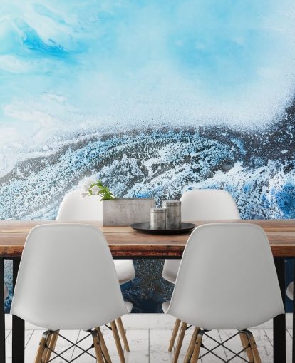 blue customizable abstract wall mural called Ocean Trance by Petra Meikle de Vlas for bathrooms and bedrooms