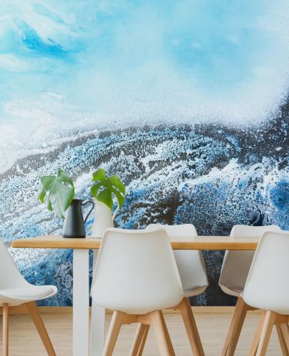 mural de pared abstracto personalizable azul llamado Ocean Trance de Petra Meikle de Vlas para baños y dormitorios mural de pared abstracto personalizable azul llamado Ocean Trance de Petra Meikle de Vlas para baños y dormitorios