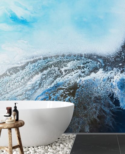 blue customisable abstract wall mural called Ocean Trance by Petra Meikle de Vlas for bathrooms and bedrooms
