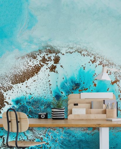 blue customisable abstract ocean wall mural called Sea Life by Petra Meikle de Vlas for bathrooms and bedrooms