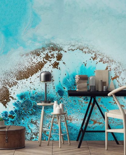 murale blu personalizzabile con oceano astratto chiamato Sea Life di Petra Meikle de Vlas per bagni e camere da letto murale blu personalizzabile con oceano astratto chiamato Sea Life di Petra Meikle de Vlas per bagni e camere da letto