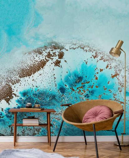 blue customizable abstract ocean wall mural called Sea Life by Petra Meikle de Vlas for bathrooms and bedrooms blue customizable abstract ocean wall mural called Sea Life by Petra Meikle de Vlas for bathrooms and bedrooms