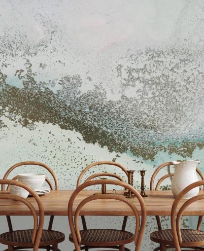 light blue and gold customisable abstract mural called Shallow Pass by Petra Meikle de Vlas