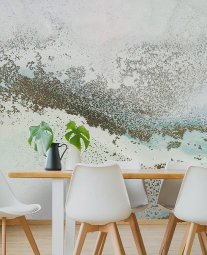 light blue and gold customisable abstract mural called Shallow Pass by Petra Meikle de Vlas